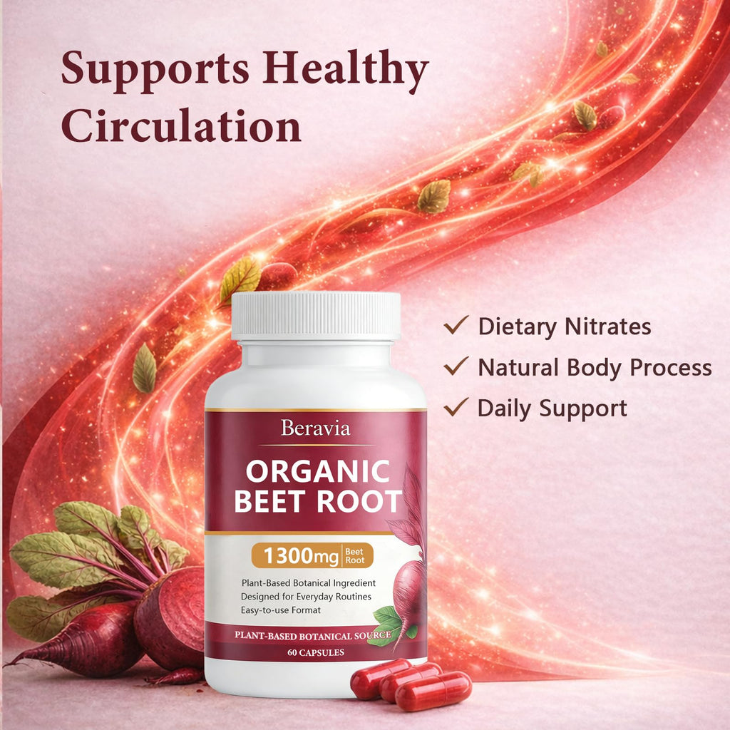 Organic Beet Root Capsules 1300 mg 60 Capsules B601191