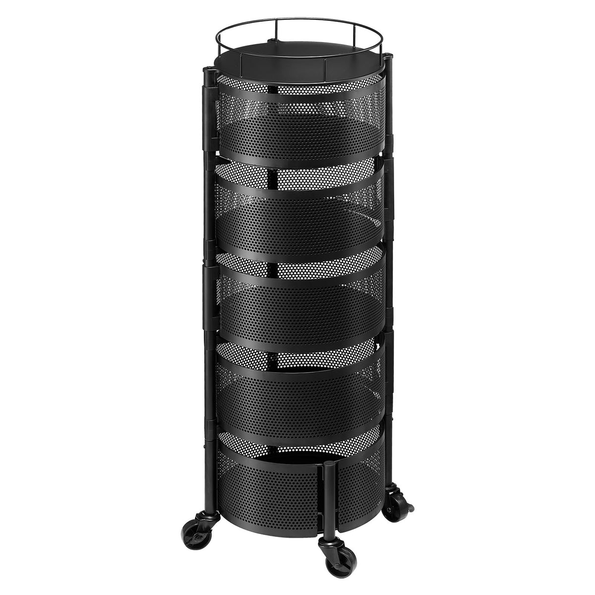 5 Tier Rotating Storage Rack Cart on Wheels, Black I339531