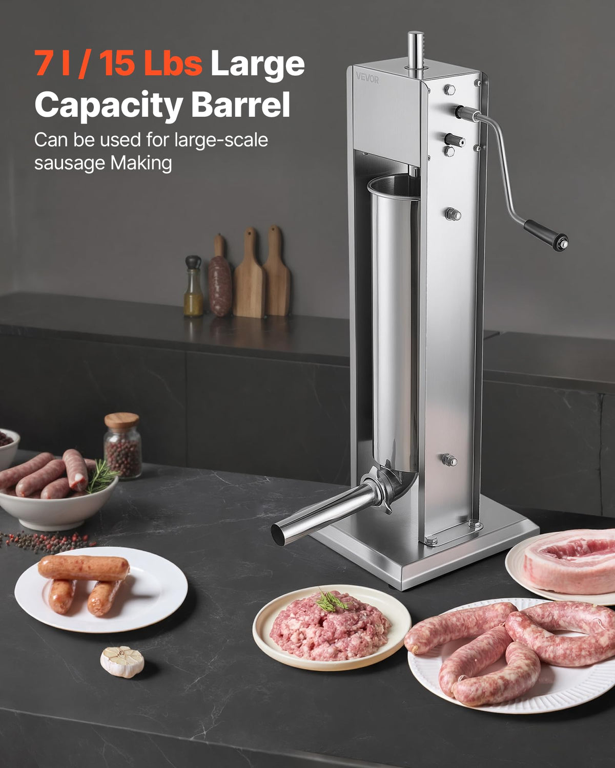 7L/15LBS Vertical Manual Sausage Stuffer J30555