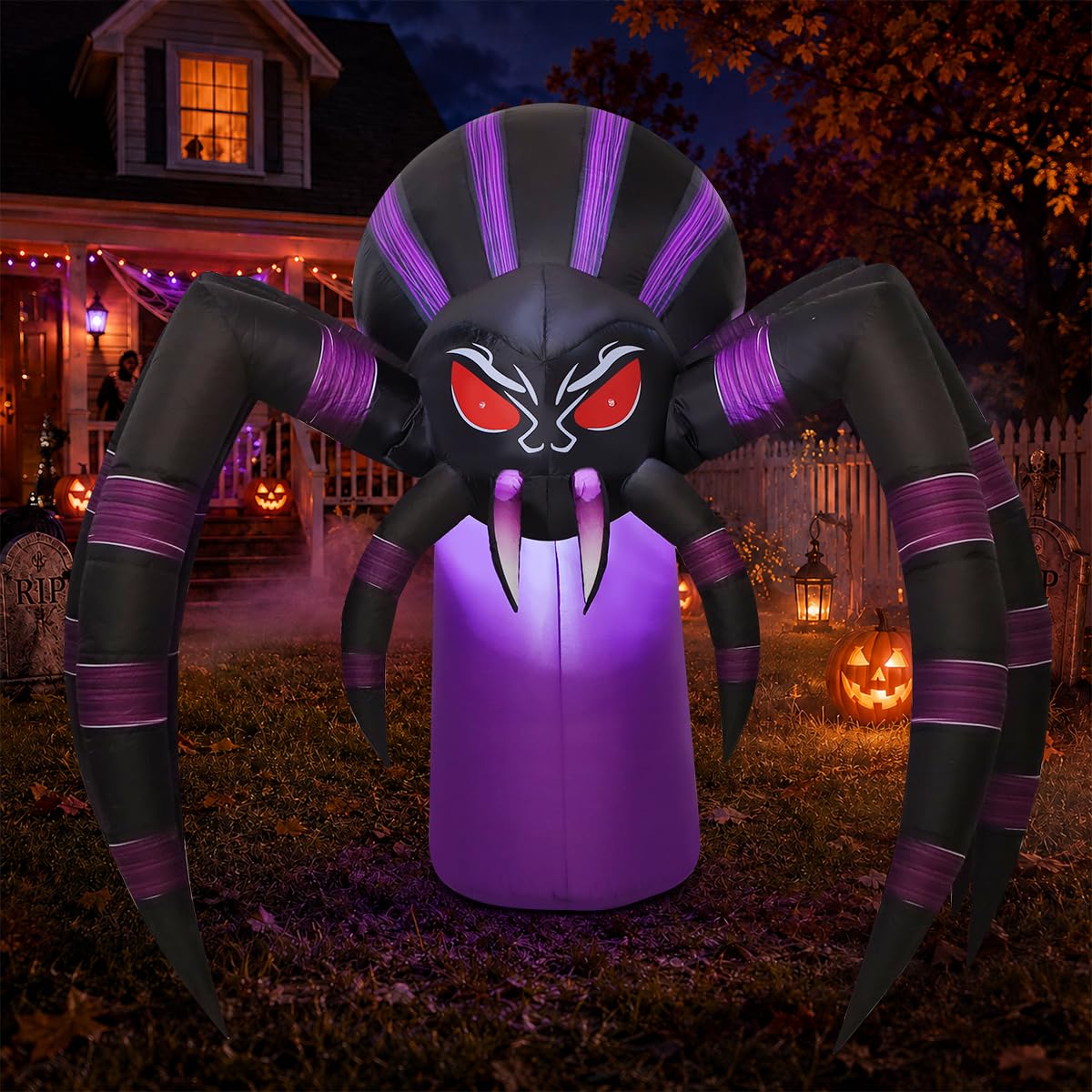 7 FT Inflatable Spider Outdoor Decoration with LED Lights V4687