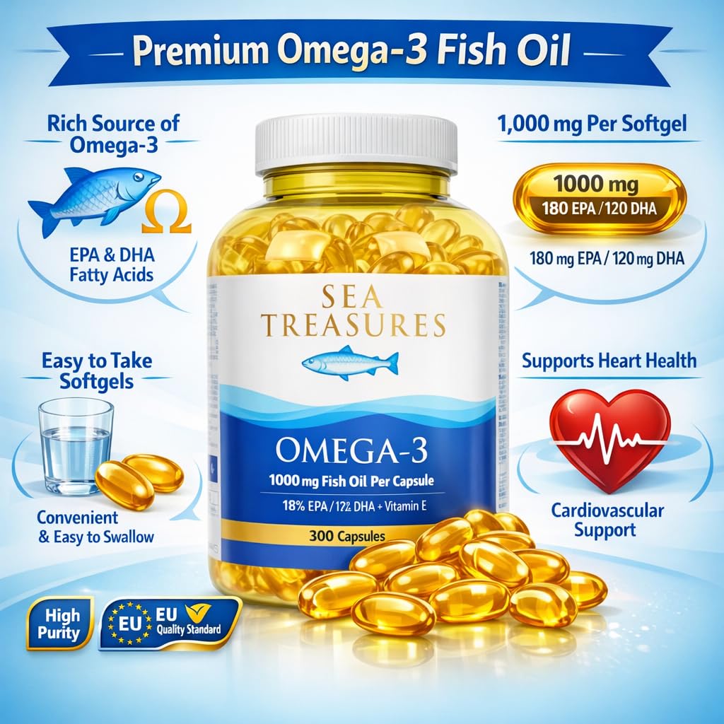 Omega 3 Fish Oil 1000 mg 300 Soft gels V50541