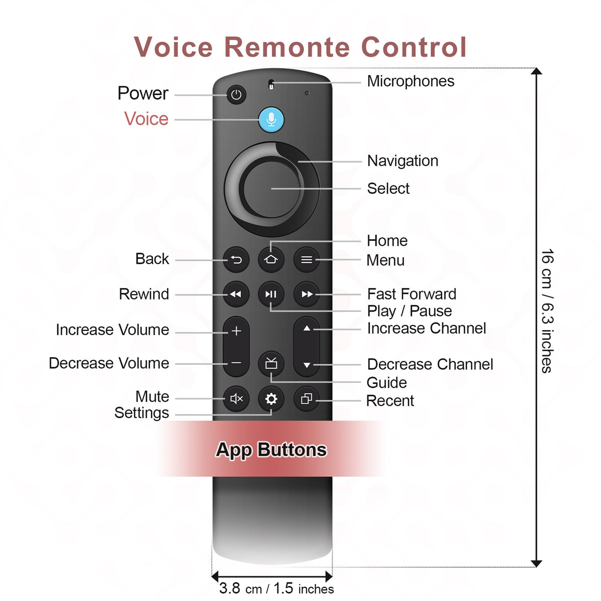 Replacement Remote for Fire TV Stick and Smart TVs with Voice J873