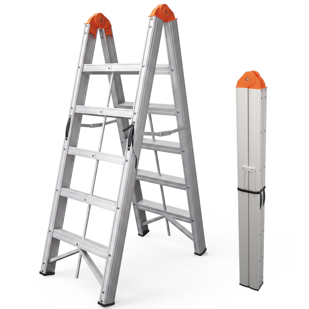 Aluminum Foldable 5-Step Ladder with Wide Anti-Slip Pedal R587499