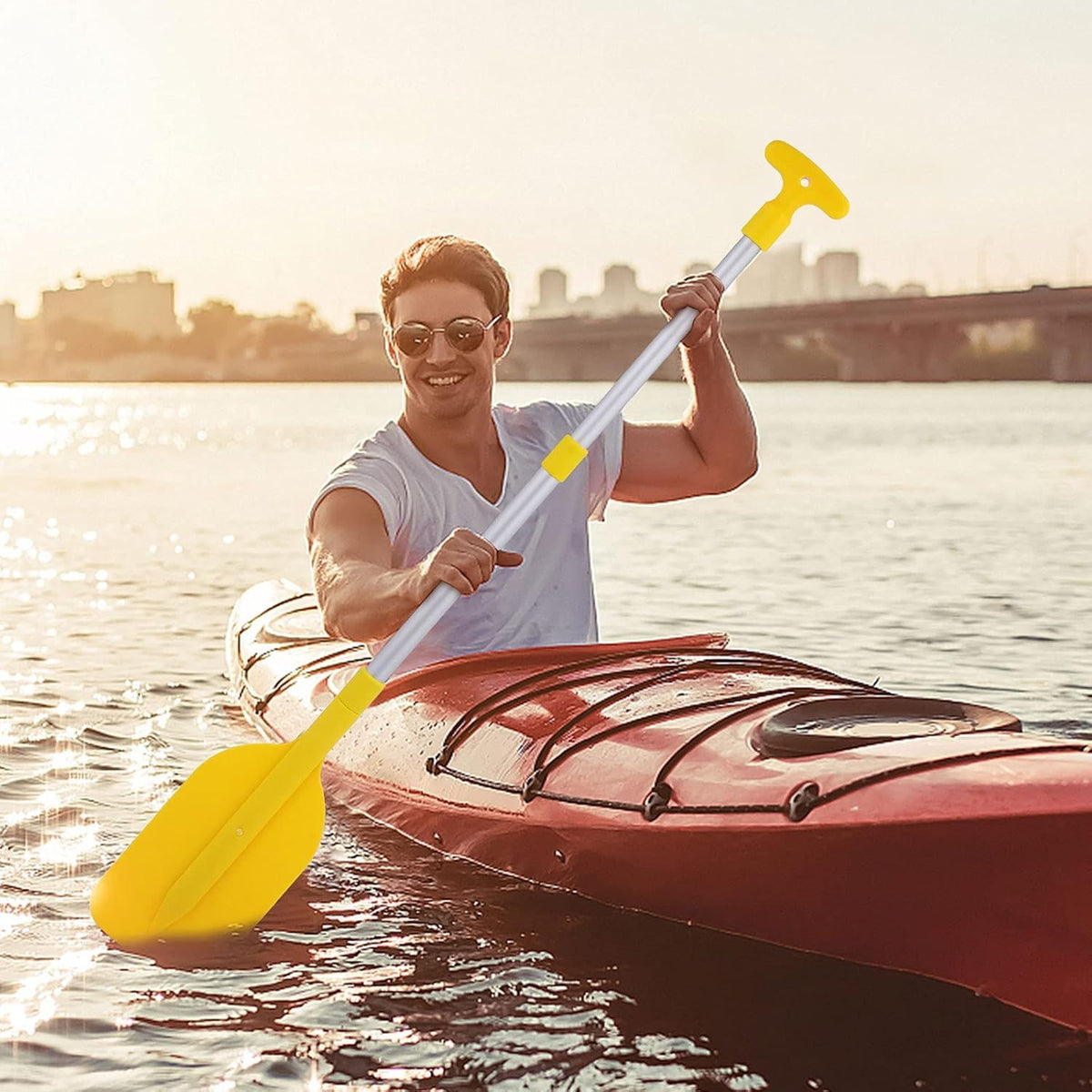 Telescopic Kayak Paddle 2Pcs Plastic Aluminum Canoe Oar O265