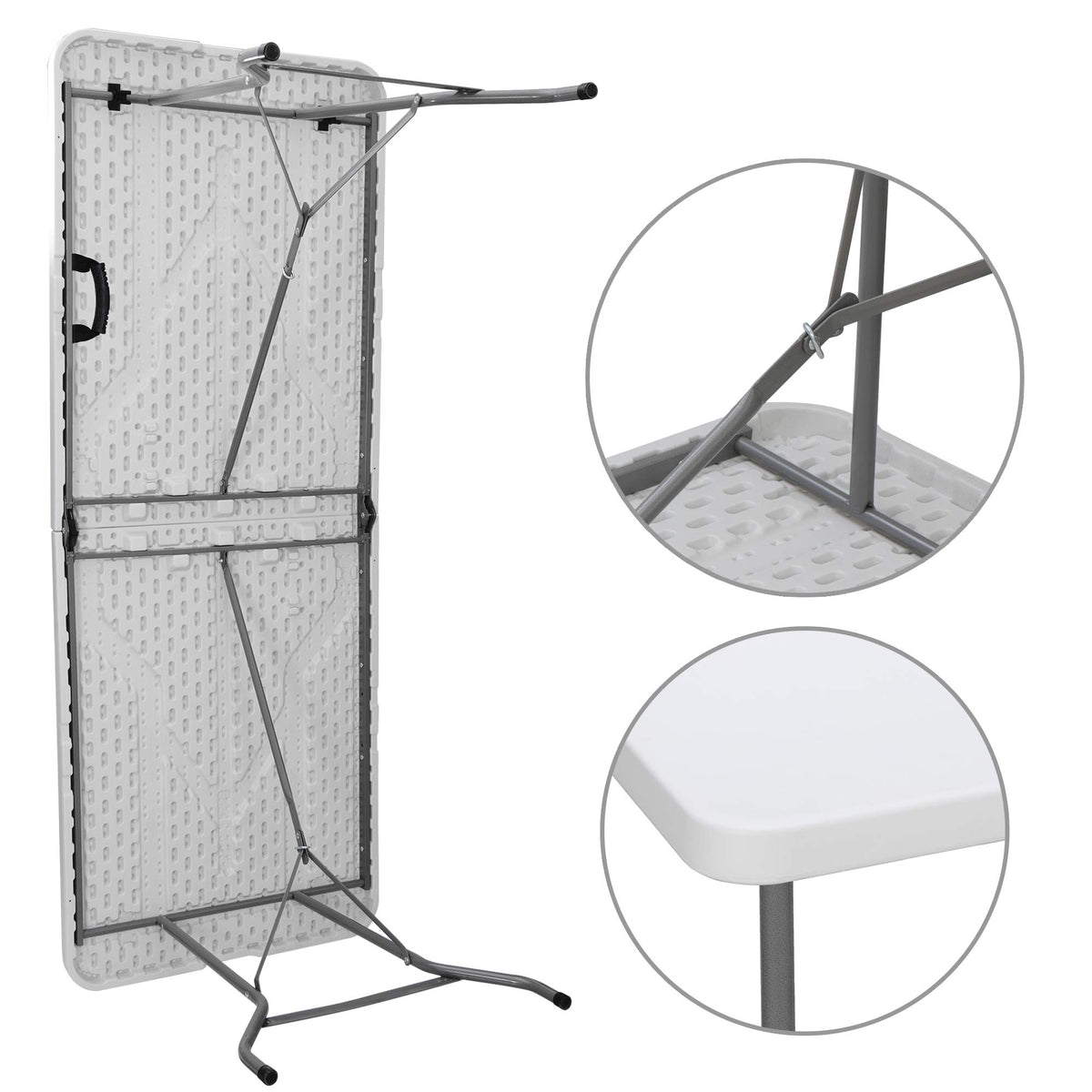 White 6Ft Heavy Duty Folding Picnic Table G1452