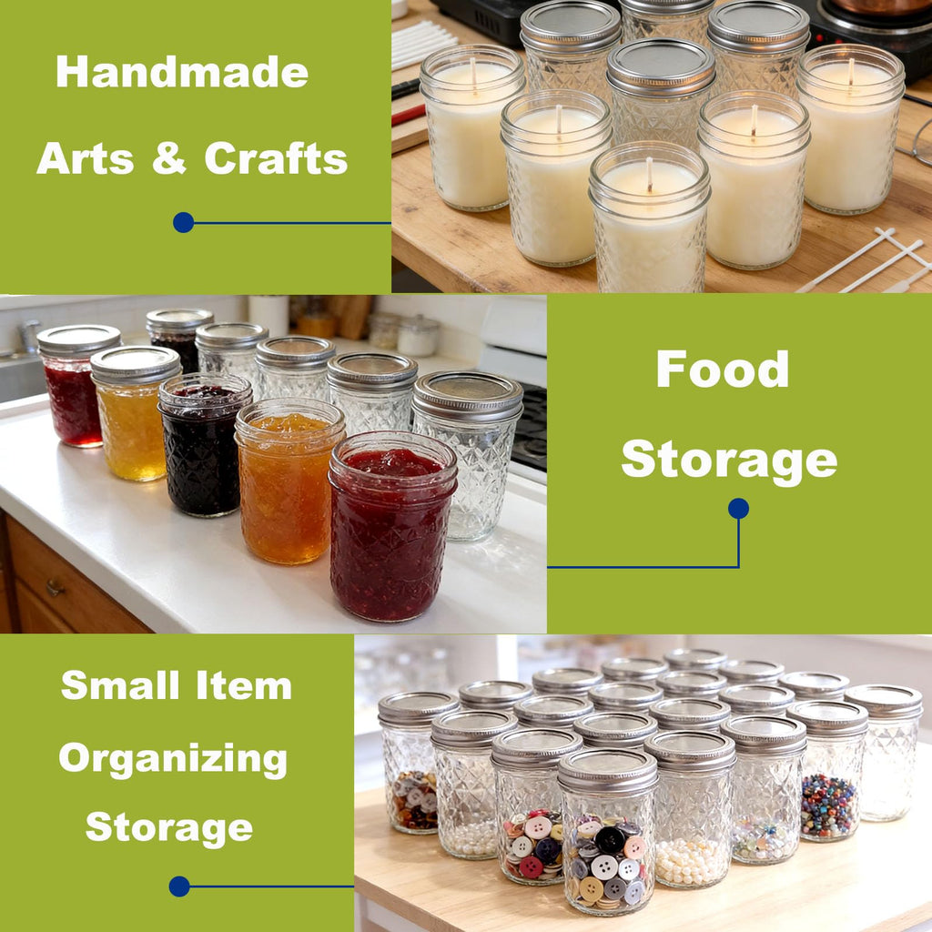 12 Pack Glass Mason Jars with Lids 16 oz & 8 oz A995517