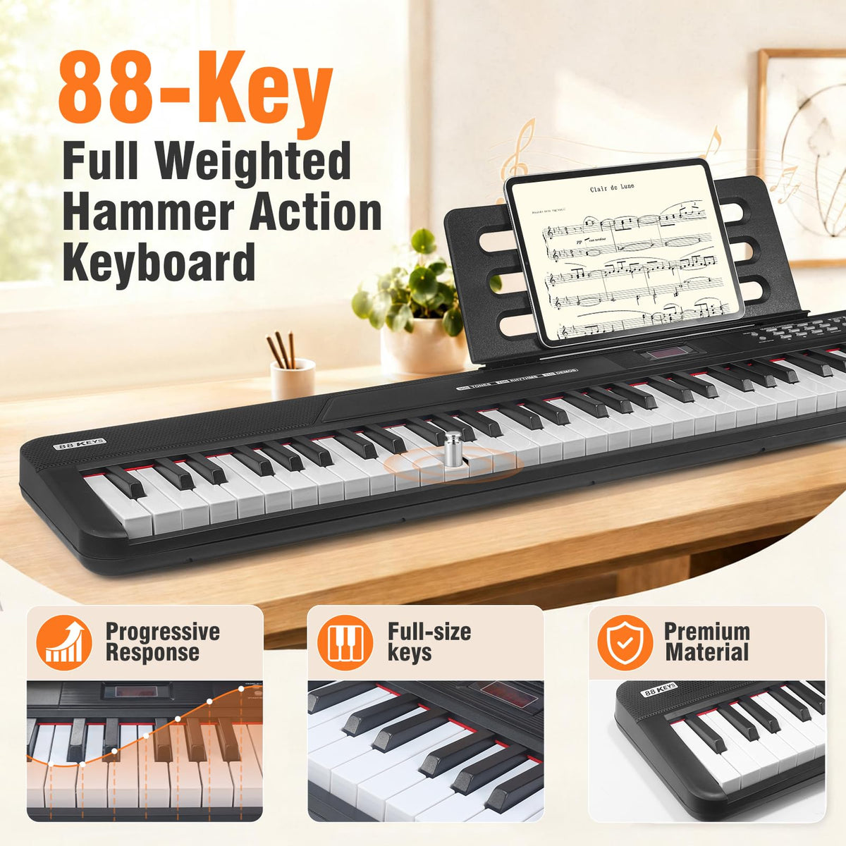 88 Key Semi Weighted Digital Piano with Stand A1471