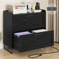 2 Drawer Black Lateral File Cabinet with Charging Station R231804