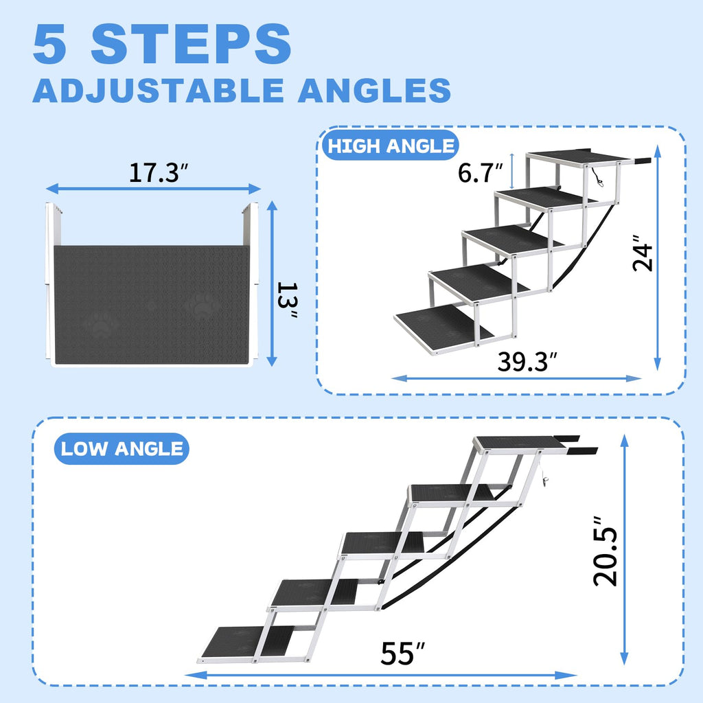 5-Step Foldable Non-Slip Plastic Dog Steps U5617