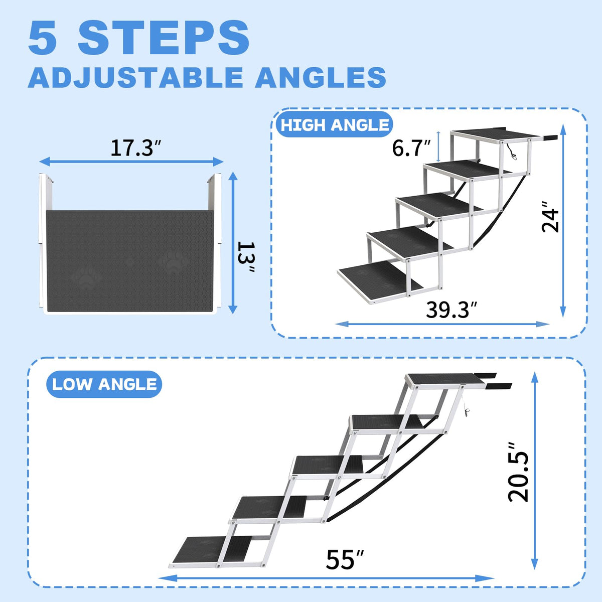 5-Step Foldable Non-Slip Plastic Dog Steps U5617
