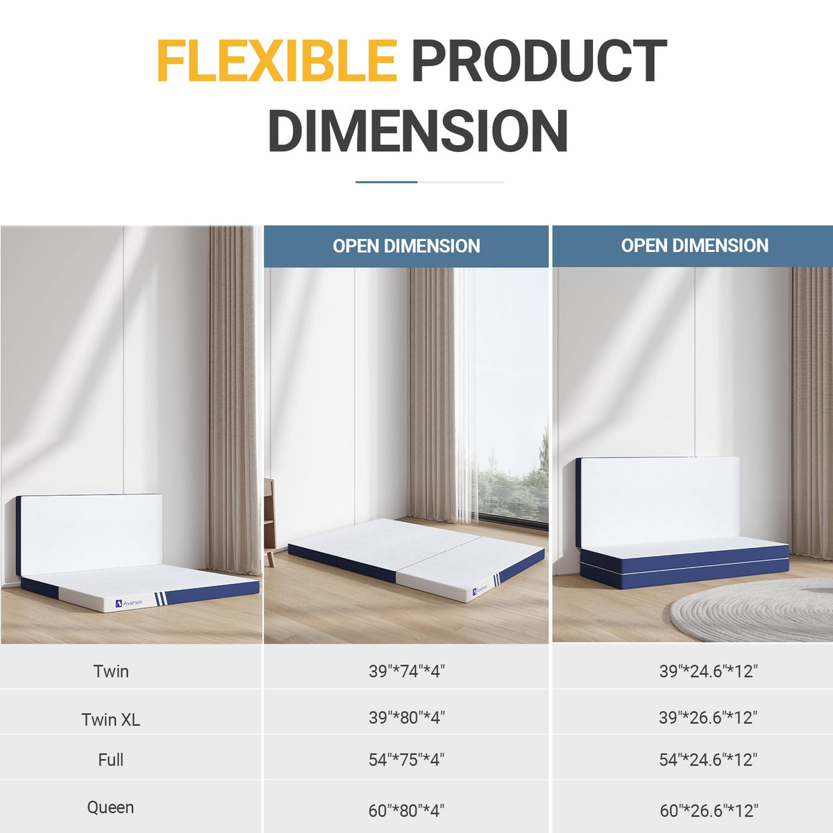 Foldable Memory Foam Mattress Topper Twin 4 Inch Y89956