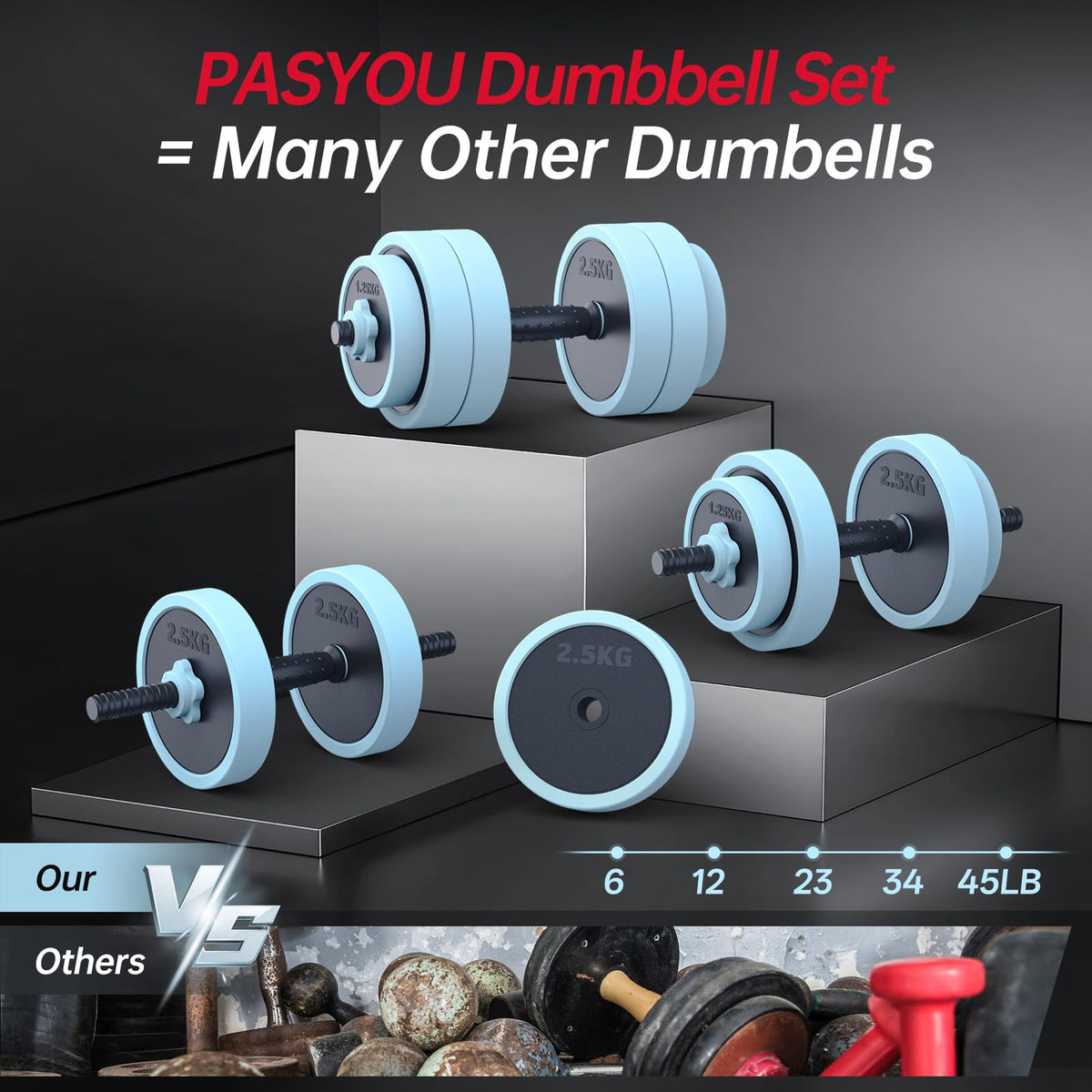 Adjustable 45lbs Dumbbell Set with Connector J314
