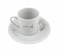 White Purple Floral Porcelain Coffee Cup and Saucer Set 12 Piece W4841