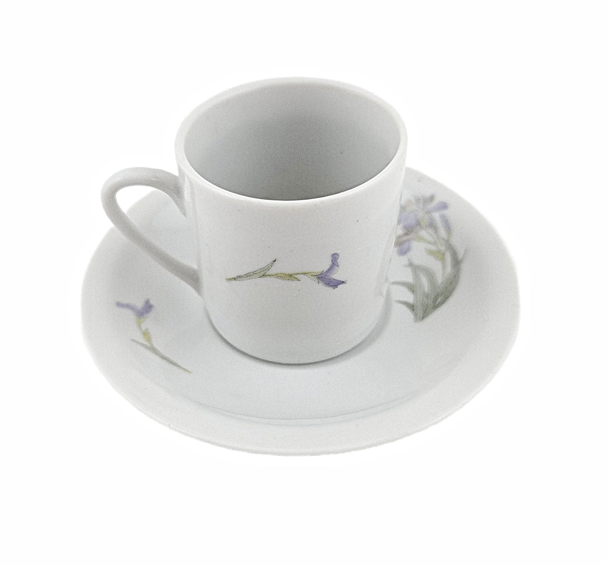 White Purple Floral Porcelain Coffee Cup and Saucer Set 12 Piece W4841