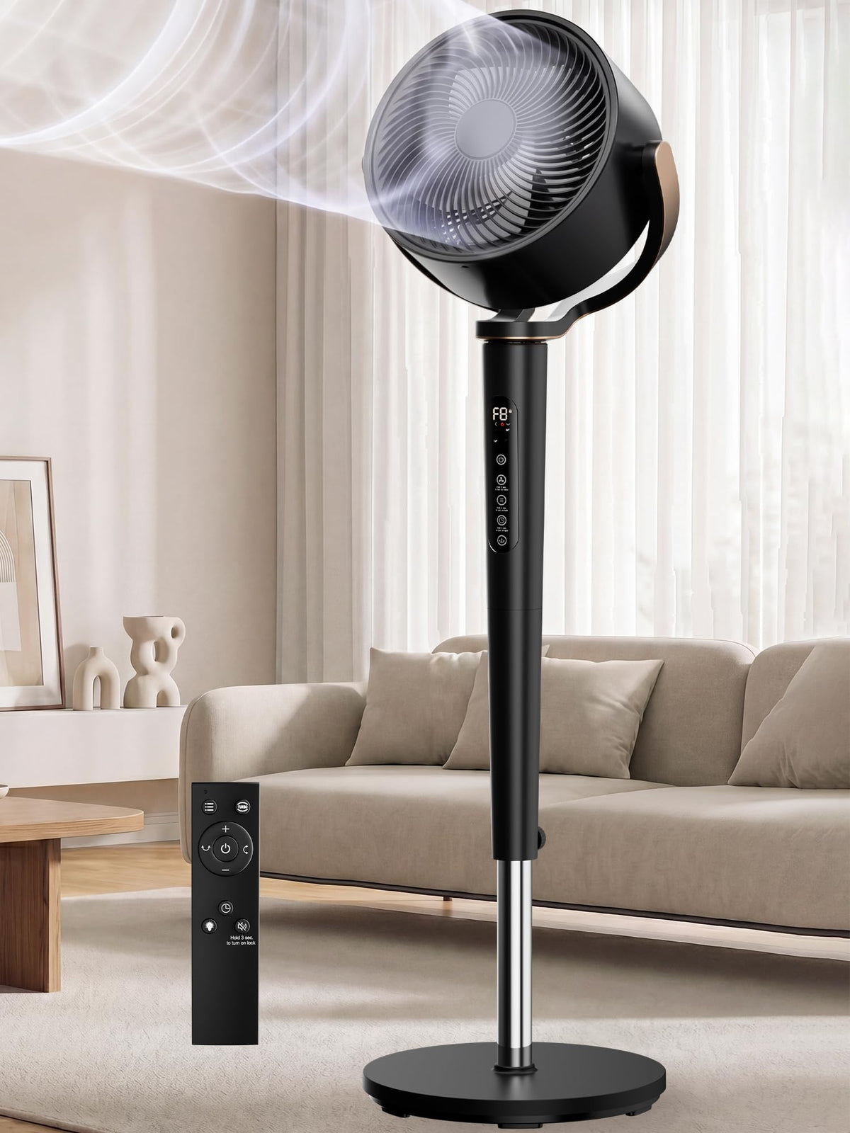 Black Adjustable Pedestal Fan with Oscillation Q844736