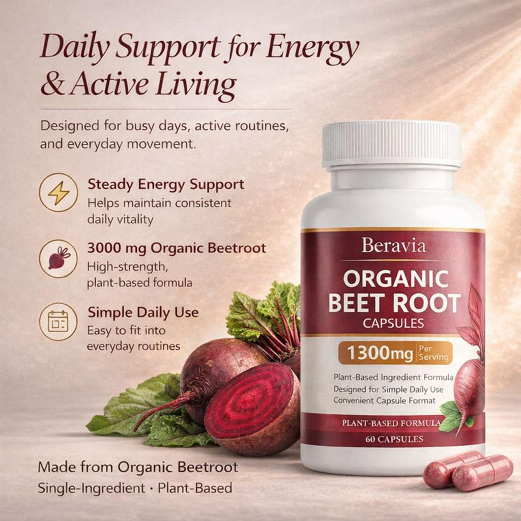 Organic Beet Root Capsules 1300 mg 60 Capsules B601191