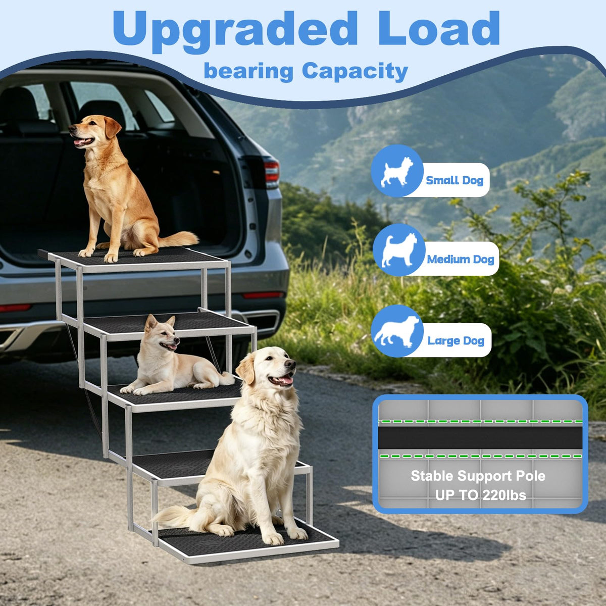 5-Step Foldable Non-Slip Plastic Dog Steps U5617