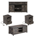 4 Piece Farmhouse Living Room Table Set with TV Stand Coffee Table and End Tables E34314
