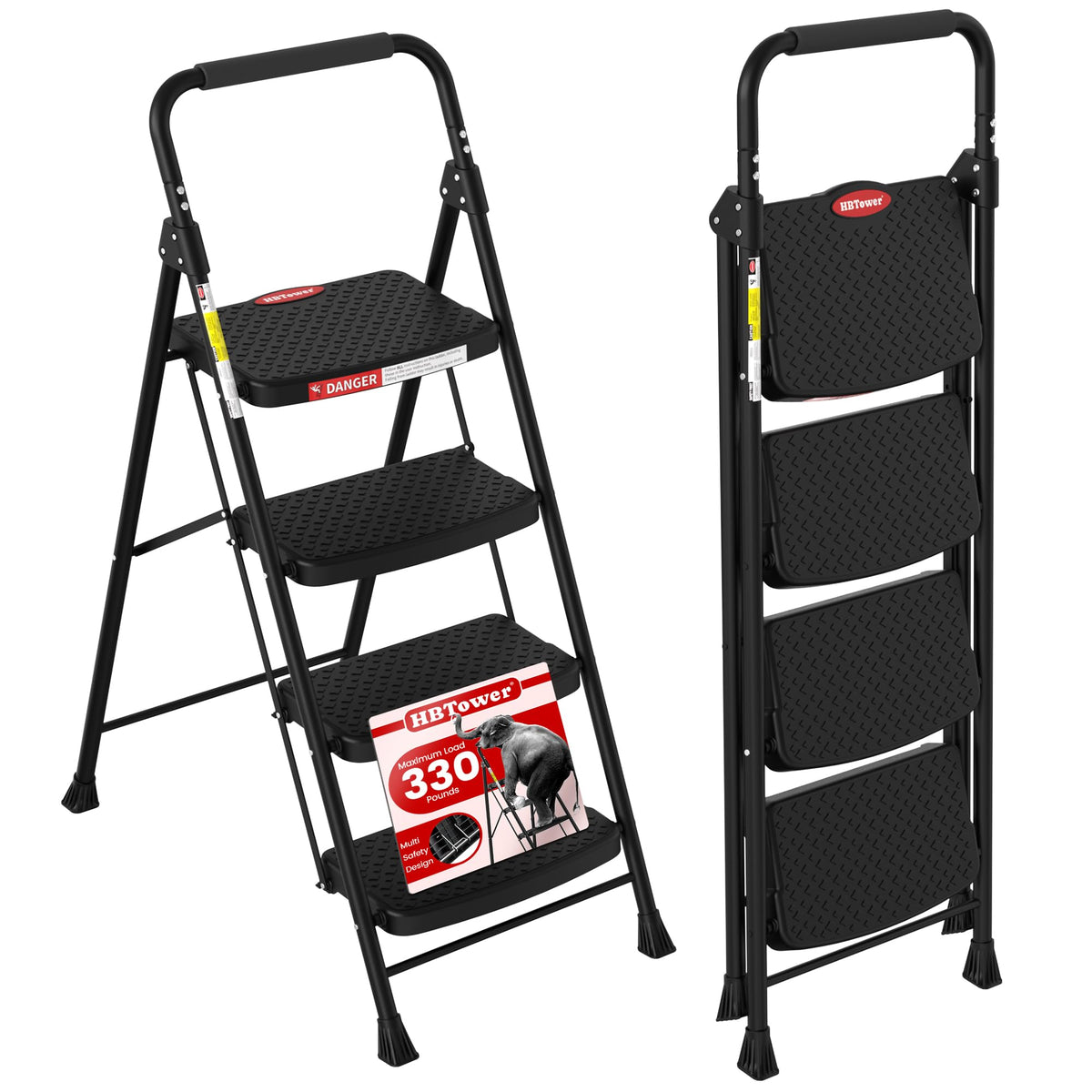 4 Step Ladder Foldable with Wide Anti-Slip Pedal V652283