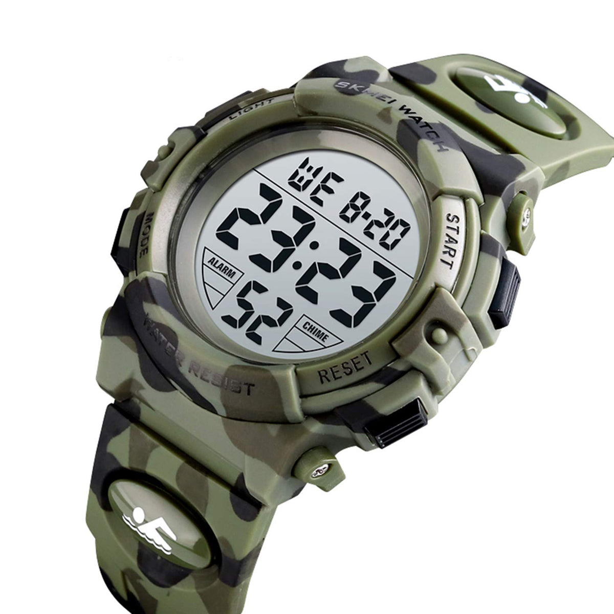 Camouflage Pu Strap Digital Display Waterproof Watch P3561