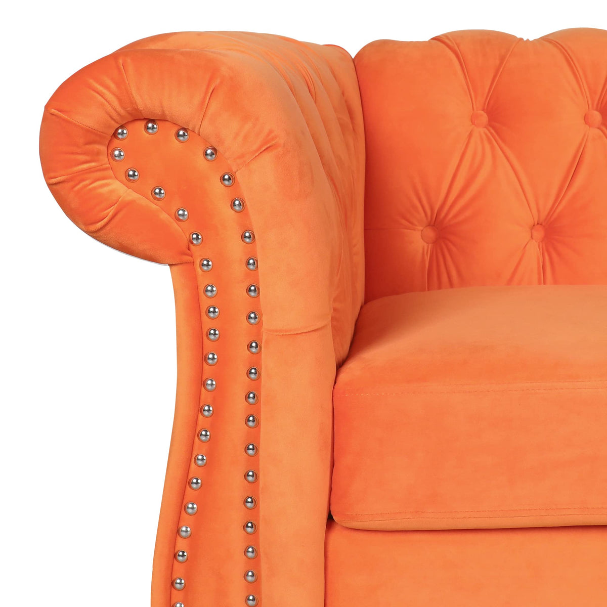 Orange Velvet 3 Pieces Sofa Set X49971