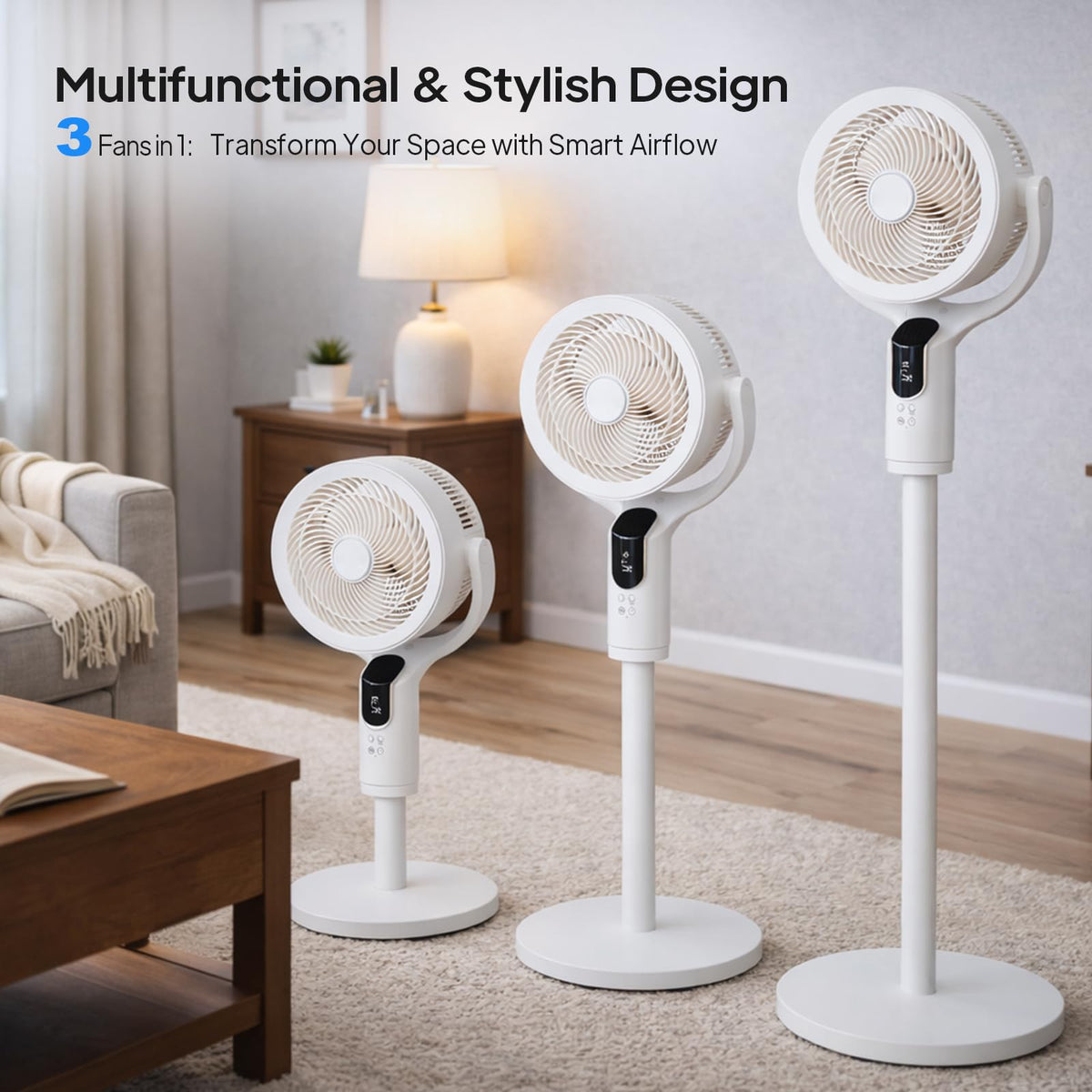 3-in-1 Oscillating Standing Fan with Adjustable Height C57169