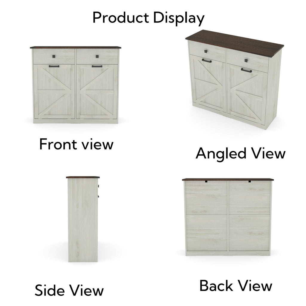 Antique White Double Tilt Out Trash Cabinet with 2 Drawers L64663