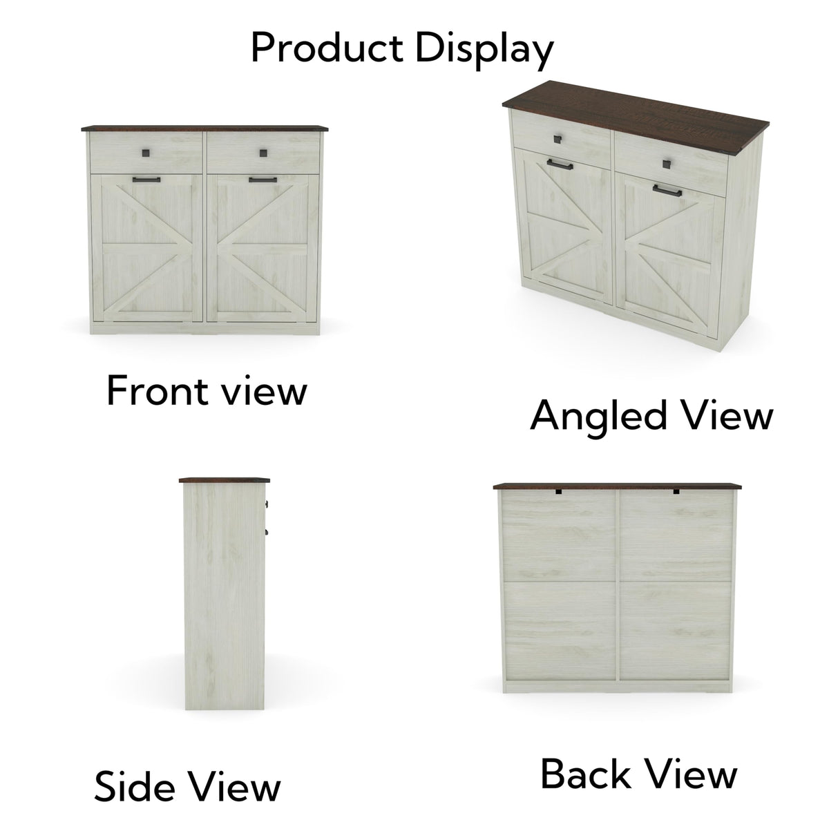 Antique White Double Tilt Out Trash Cabinet with 2 Drawers L64663