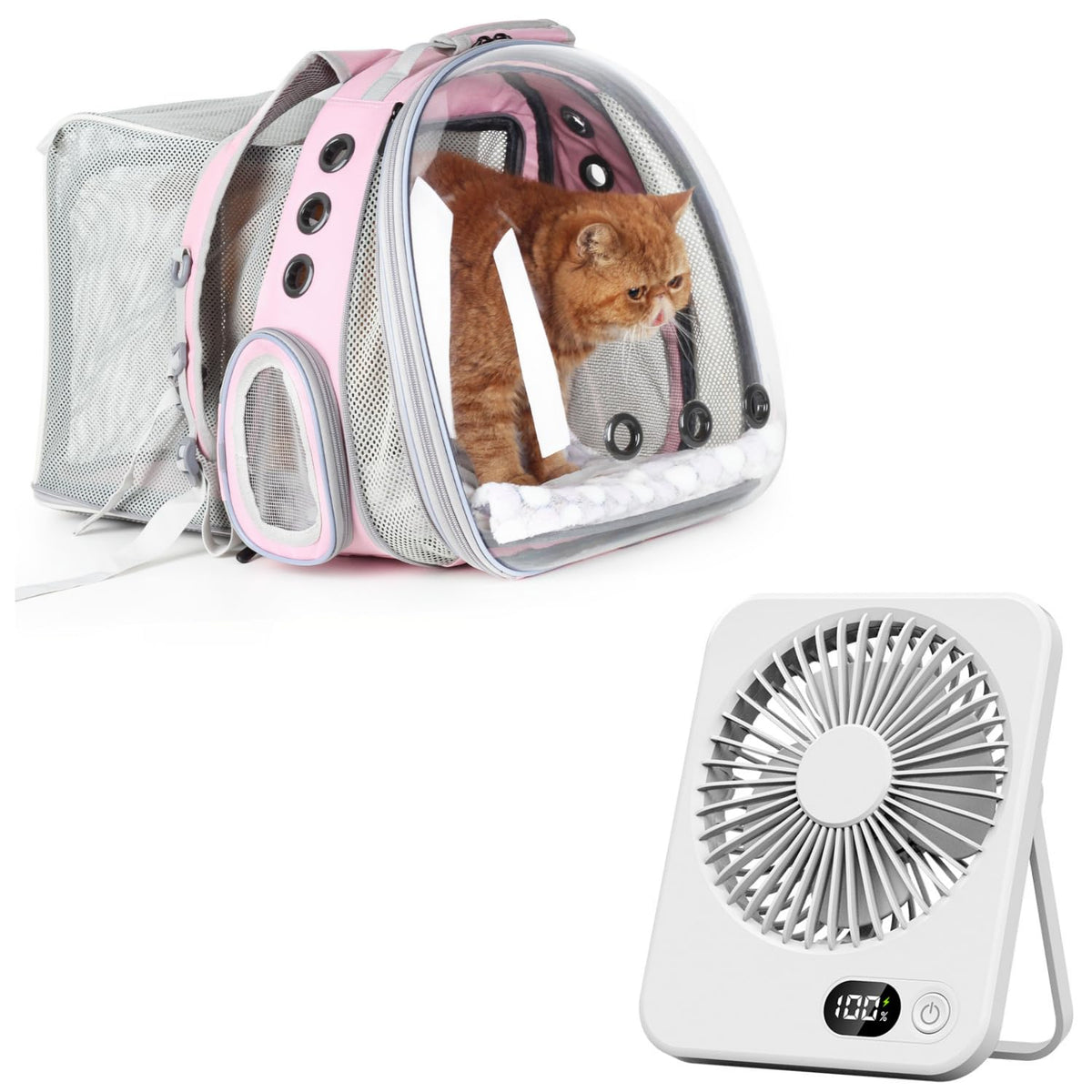 Expandable Cat Backpack with Mini Fan P5633
