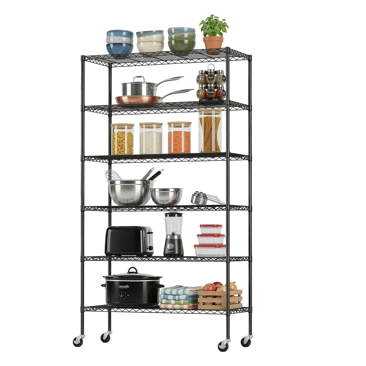6-Tier Wire Shelf with Wheels W220