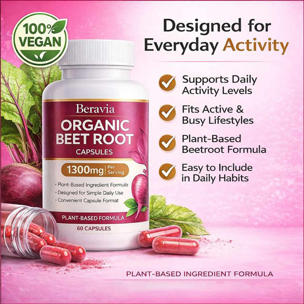 Organic Beet Root Capsules 1300 mg 60 Capsules B601191