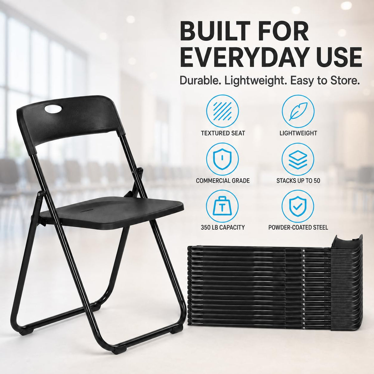 Black Plastic Folding Chairs Q319885