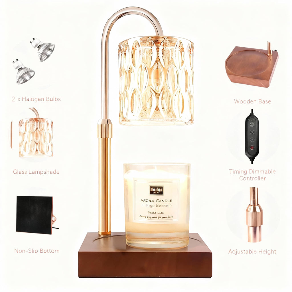 Height Adjustable Candle Warmer Lamp with Timer & Dimmer I56058