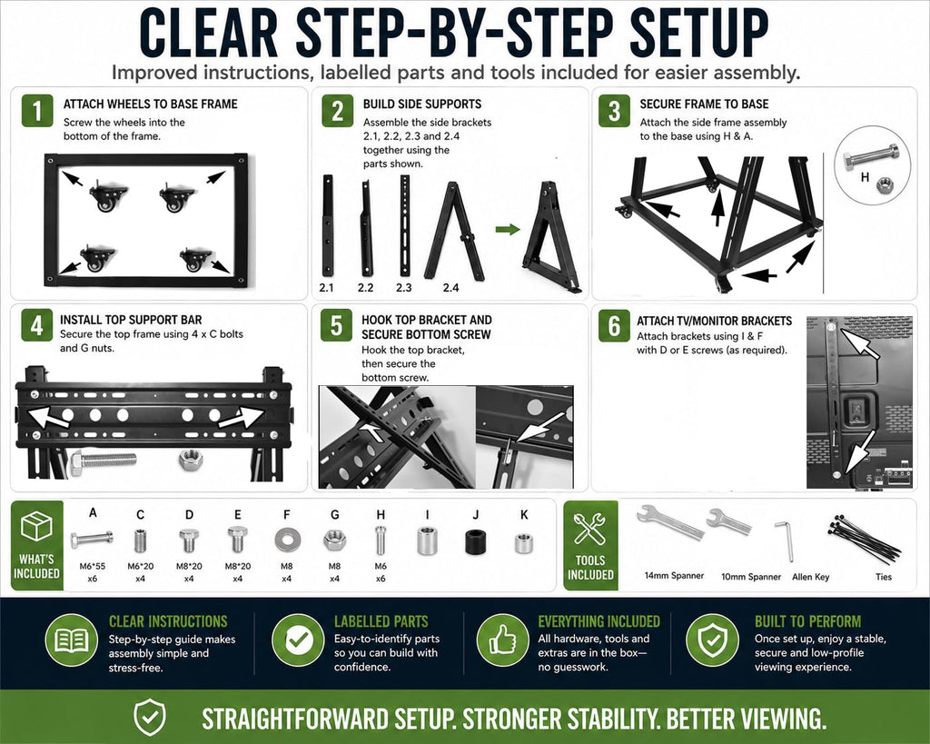 Mobile TV Stand with Wheels for 26-65 Inch TVs X123
