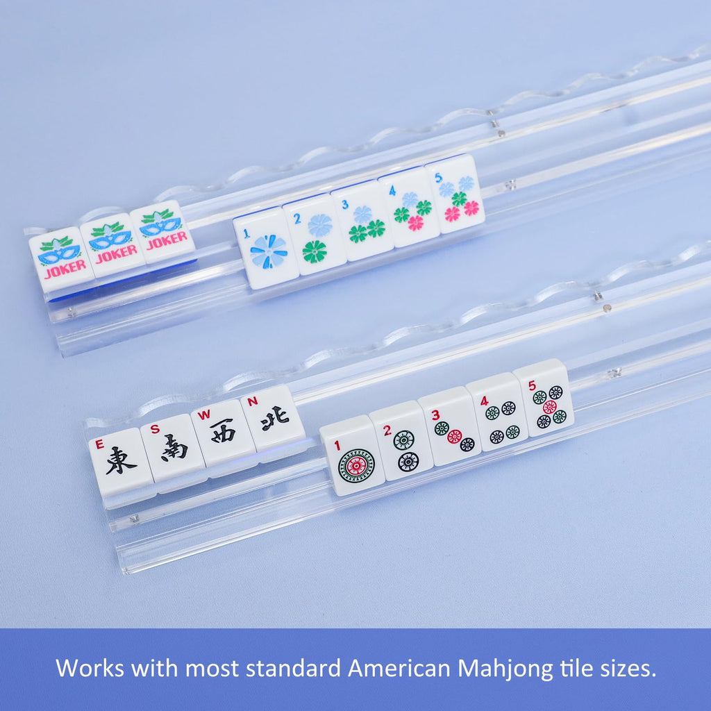 4-Pack Clear Acrylic Mahjong Racks with Pushers 19.7" V2907
