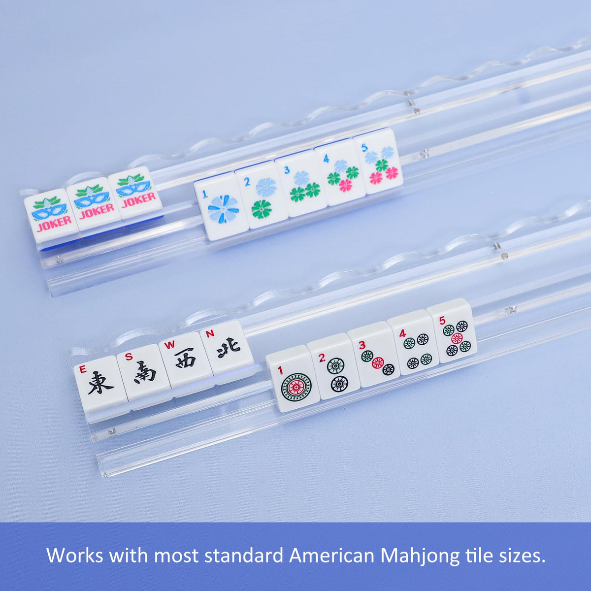 4-Pack Clear Acrylic Mahjong Racks with Pushers 19.7" V2907