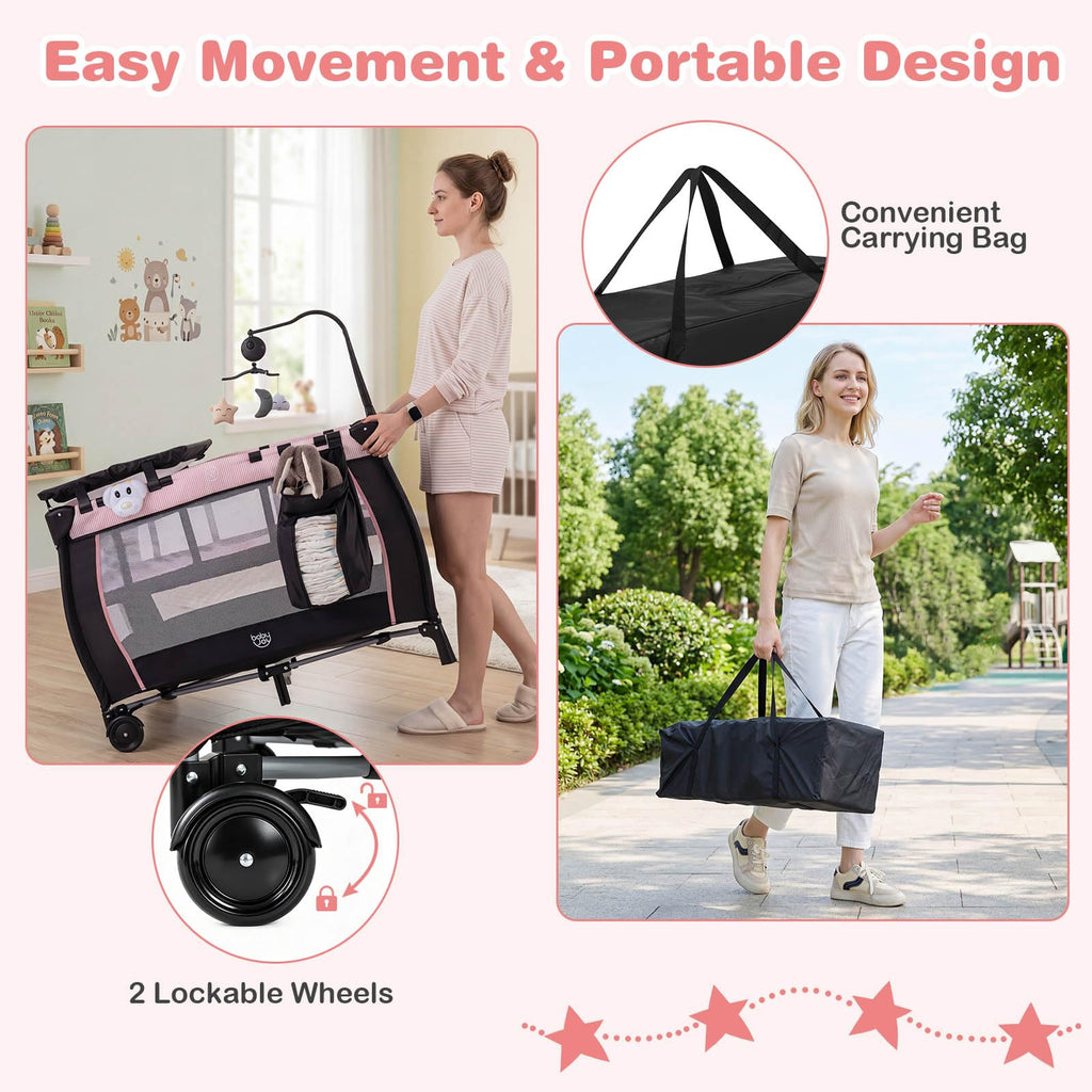 3 in 1 Pack and Play Portable Baby Playard with Bassinet T25956