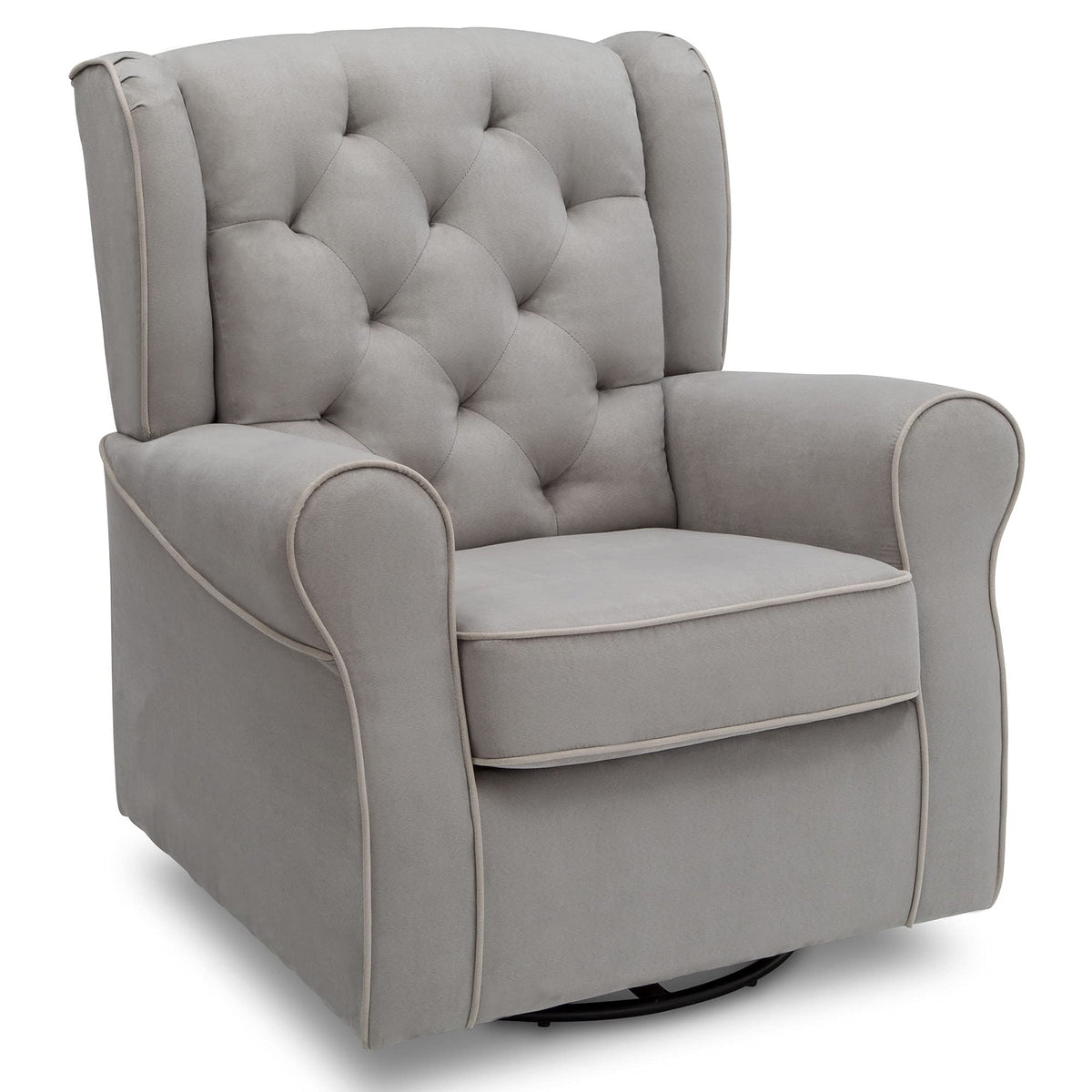 Dove Grey Upholstered Swivel Rocker Chair D528