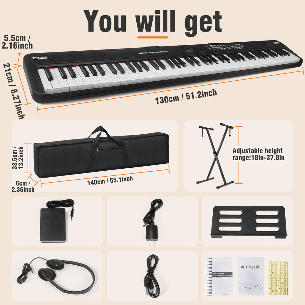 88 Key Semi Weighted Digital Piano with Stand A1471