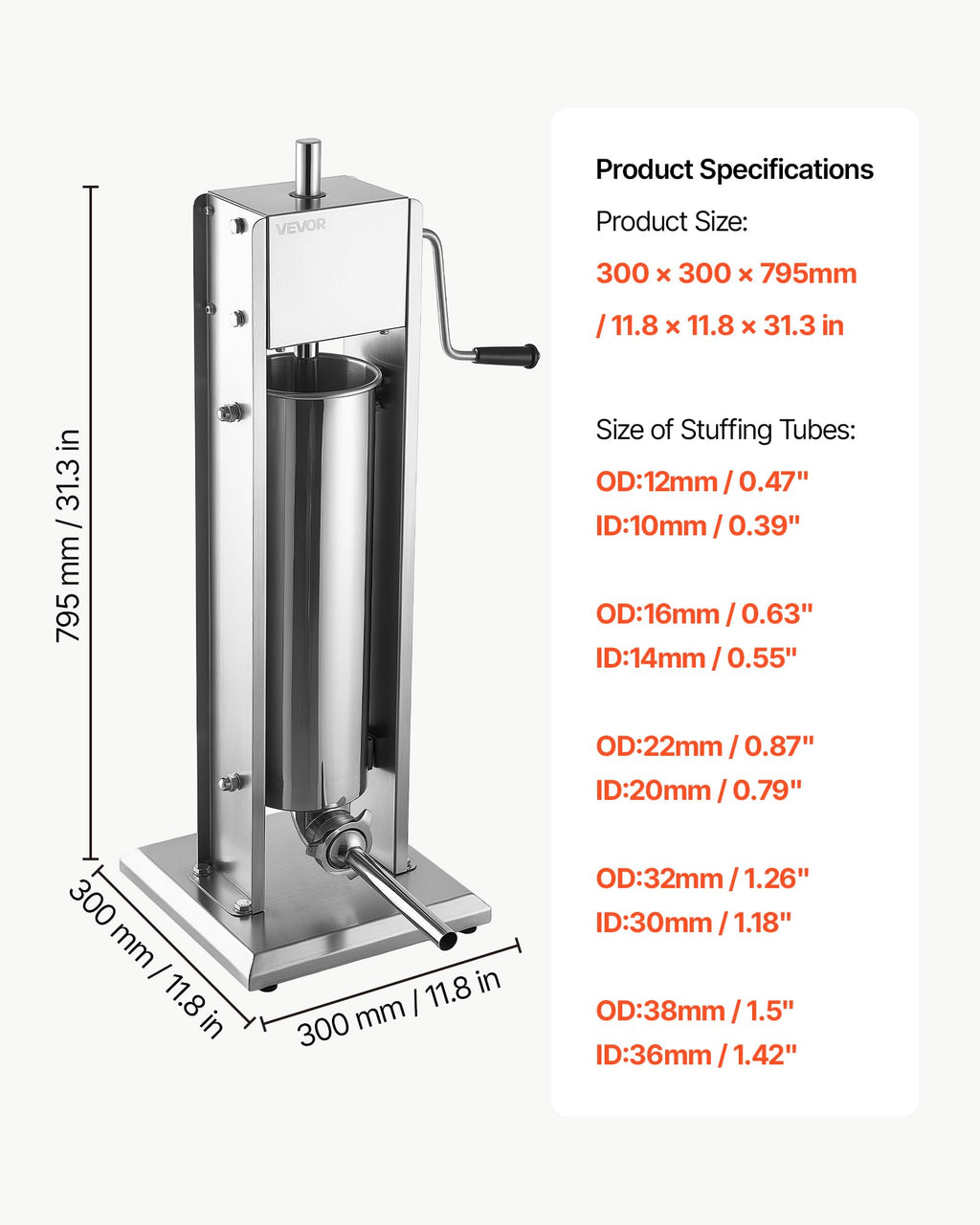 7L/15LBS Vertical Manual Sausage Stuffer J30555