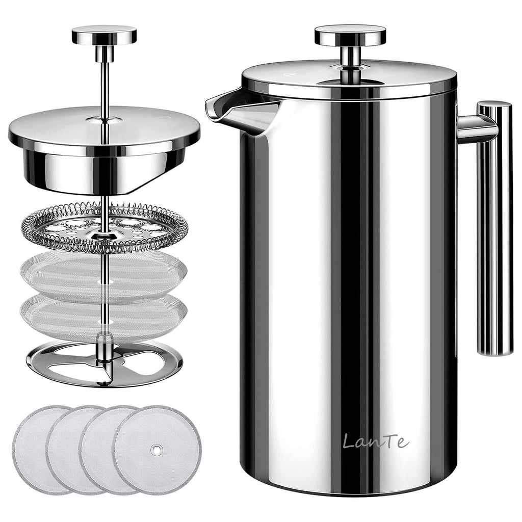 Double Insulated 304 Stainless Steel French Press Coffee Maker 1000ml V517575