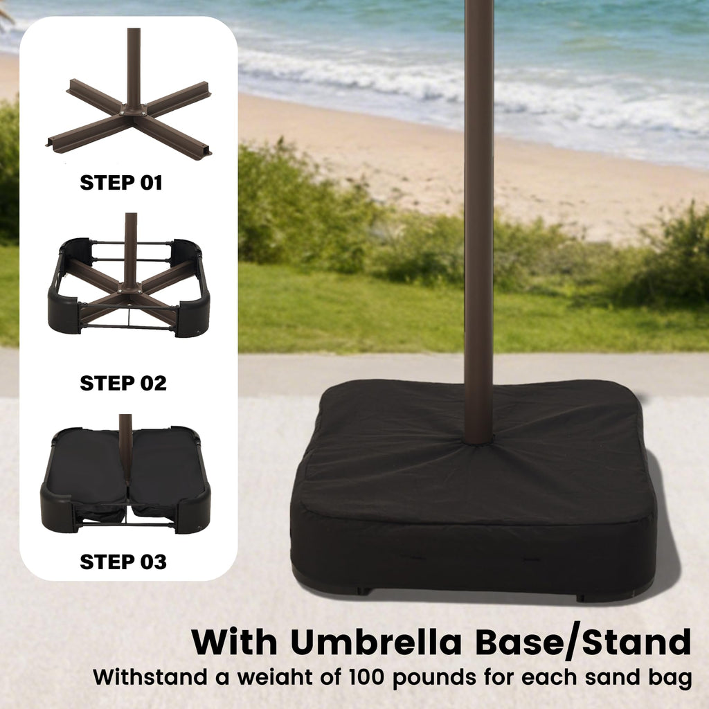 15FT Double-Sided Rectangle Patio Umbrella with Base M7433
