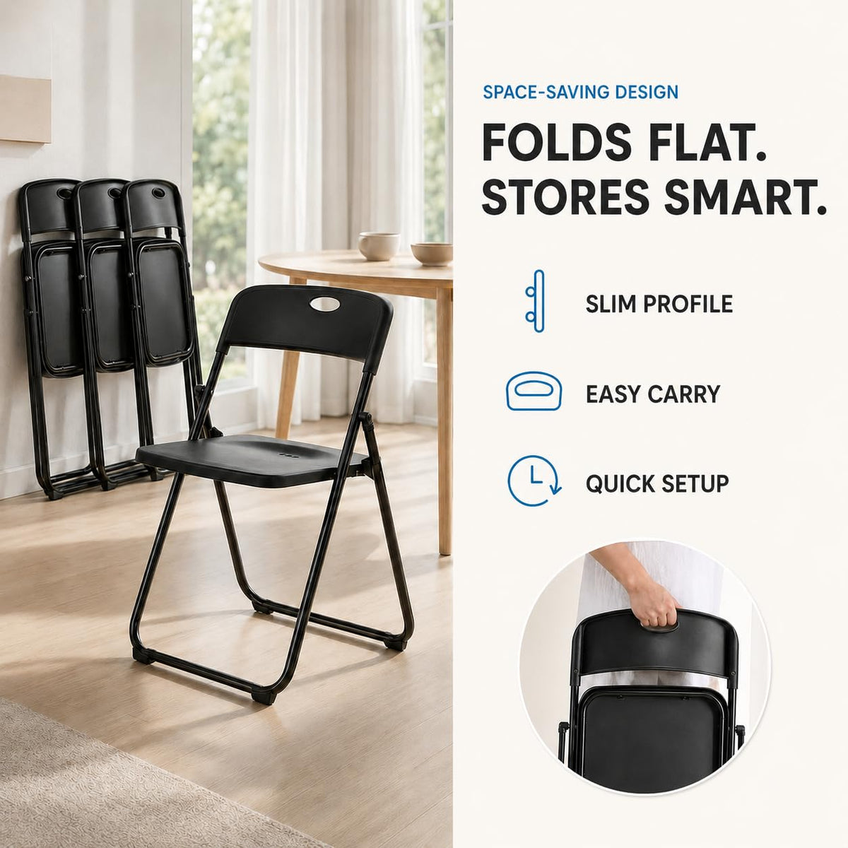 Black Plastic Folding Chairs Q319885
