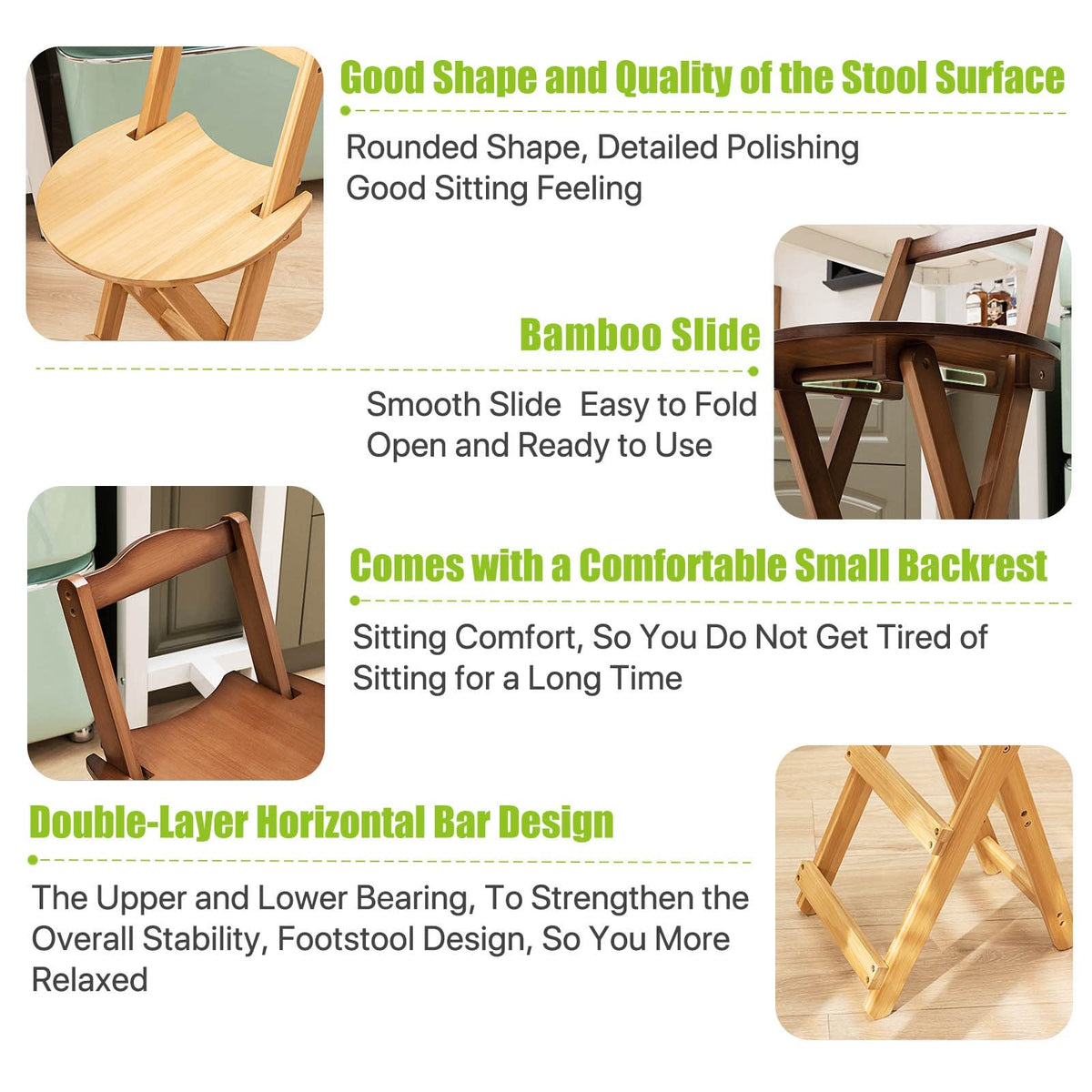 Folding Bar Stool Bamboo Kitchen Stools A9175