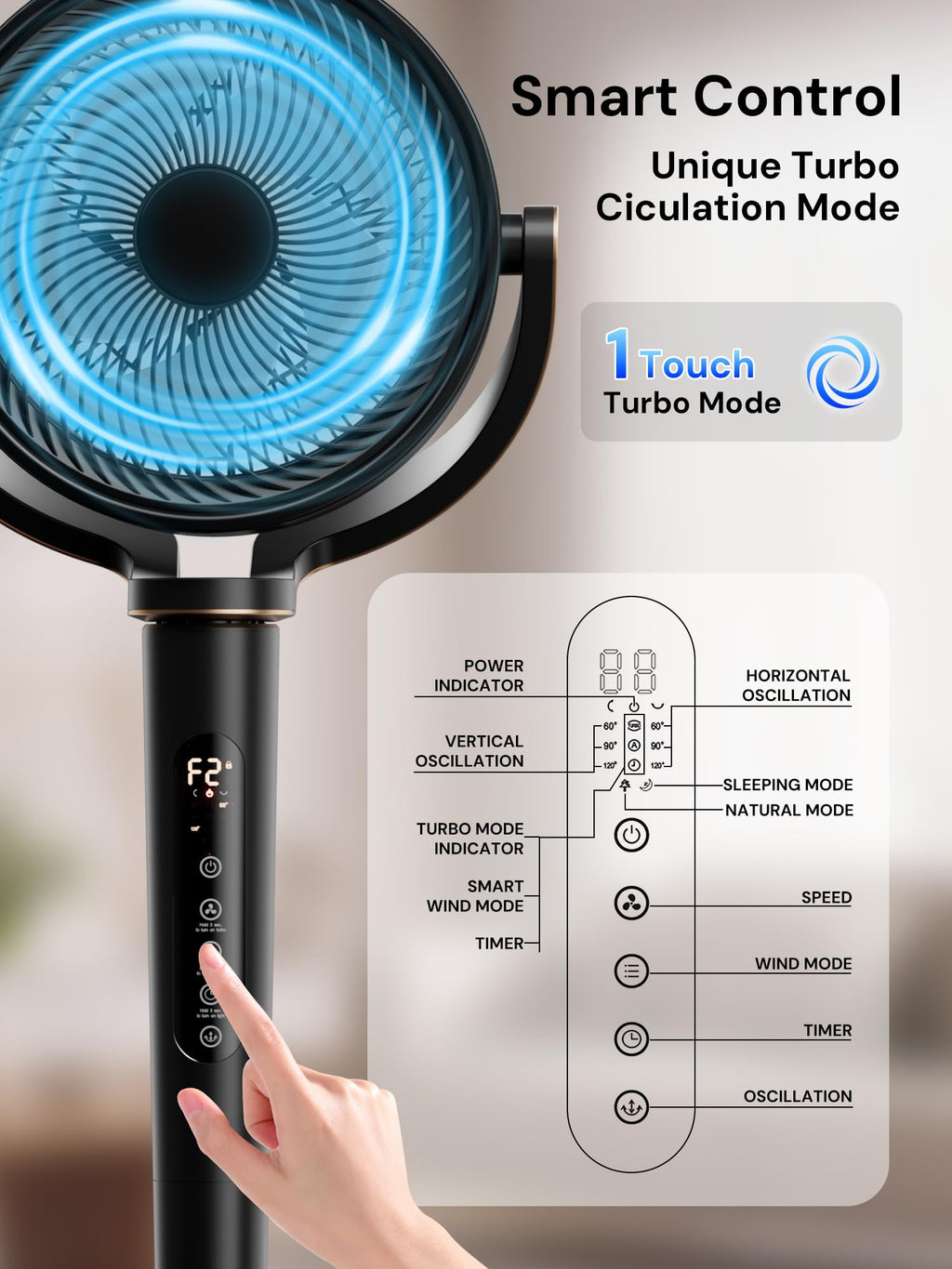 Black Adjustable Pedestal Fan with Oscillation Q844736