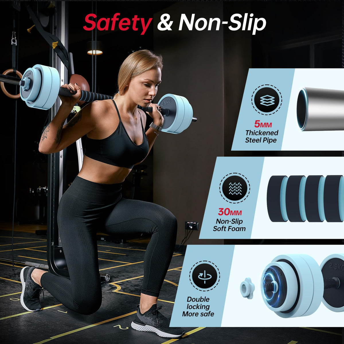 Adjustable 45lbs Dumbbell Set with Connector J314