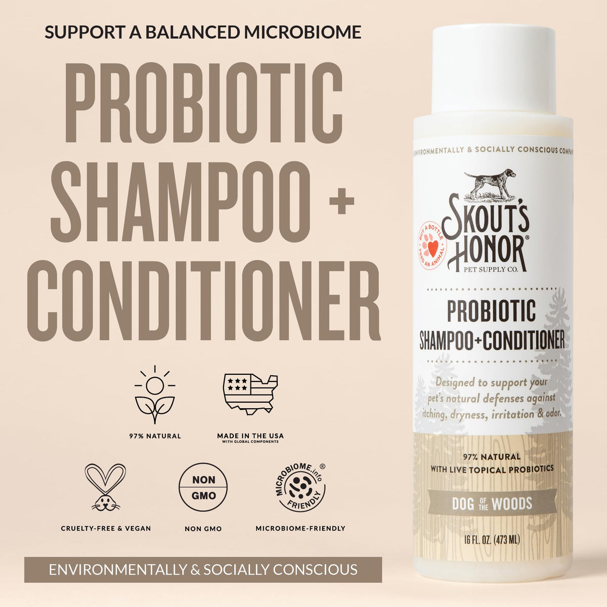 Probiotic Dog Shampoo and Conditioner 16 oz W695