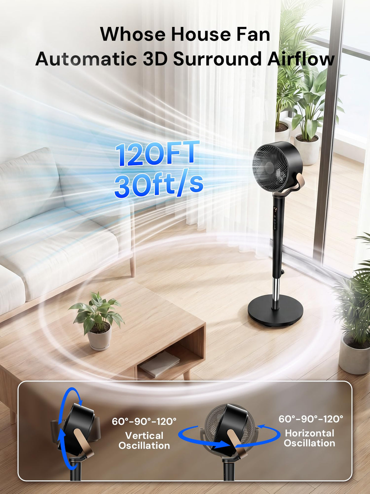 Black Adjustable Pedestal Fan with Oscillation Q844736