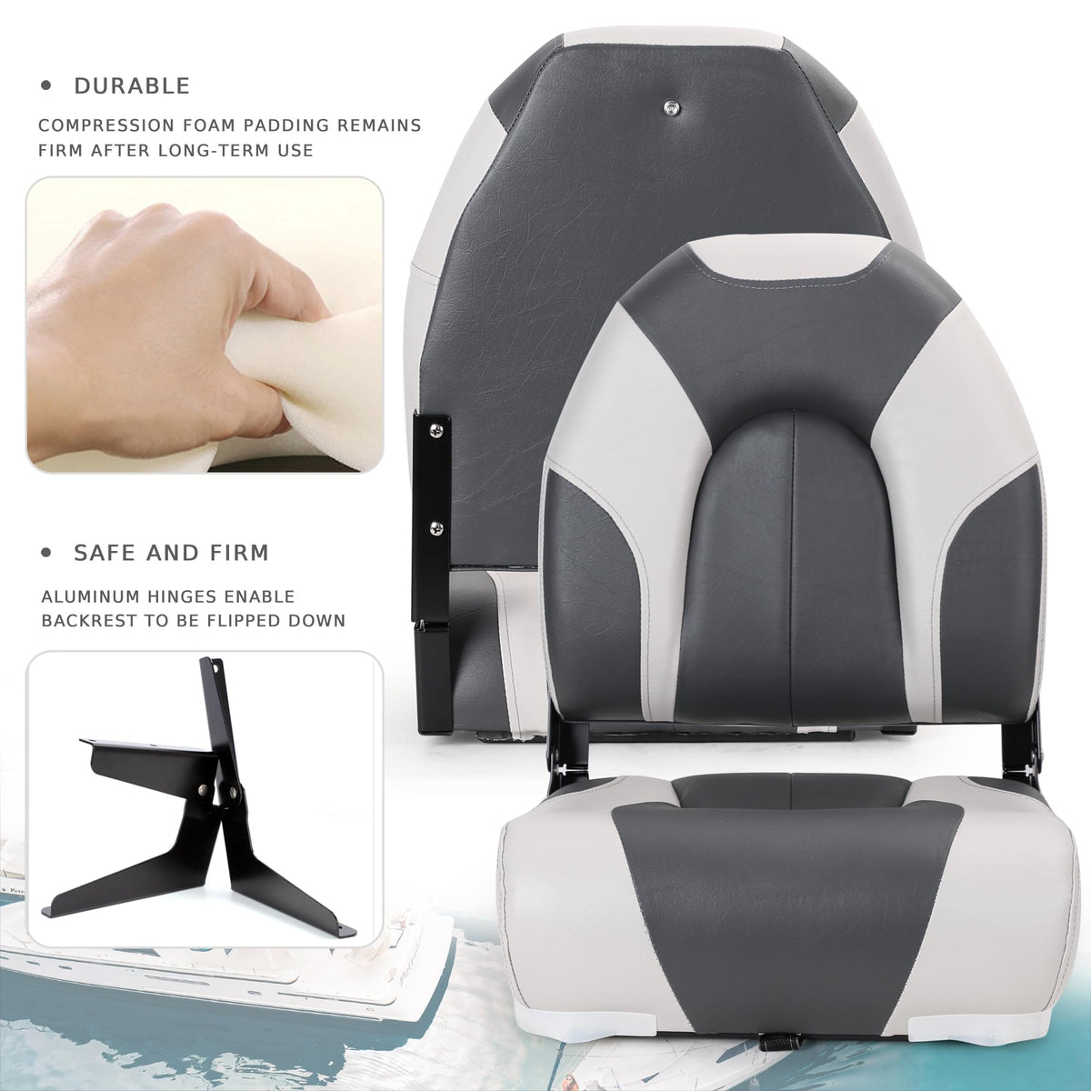 High Back Folding Boat Seats 2 Pack I581441