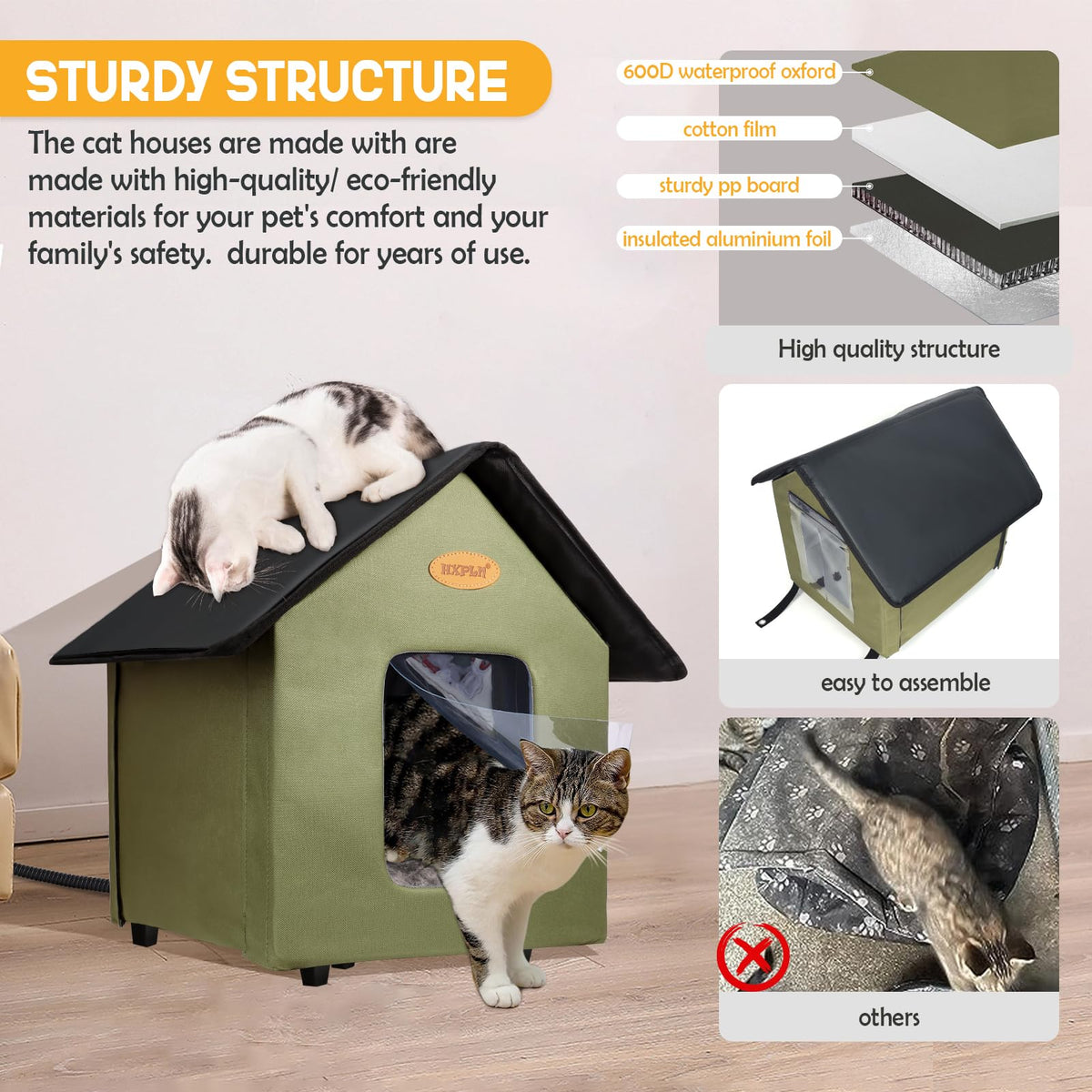 Heated Weatherproof Insulated Outdoor Cat House D145650